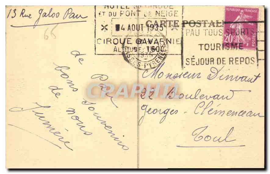 CPA Les Pyrenes Gavarnie La Broche de Roland cote France  — Verso
