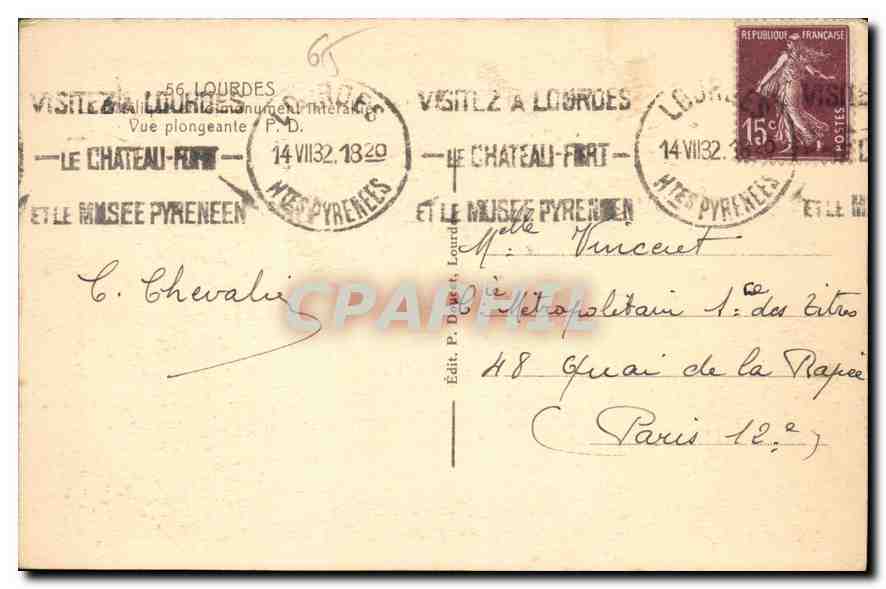 CPA Lourdes Vue generale  — Rückseite