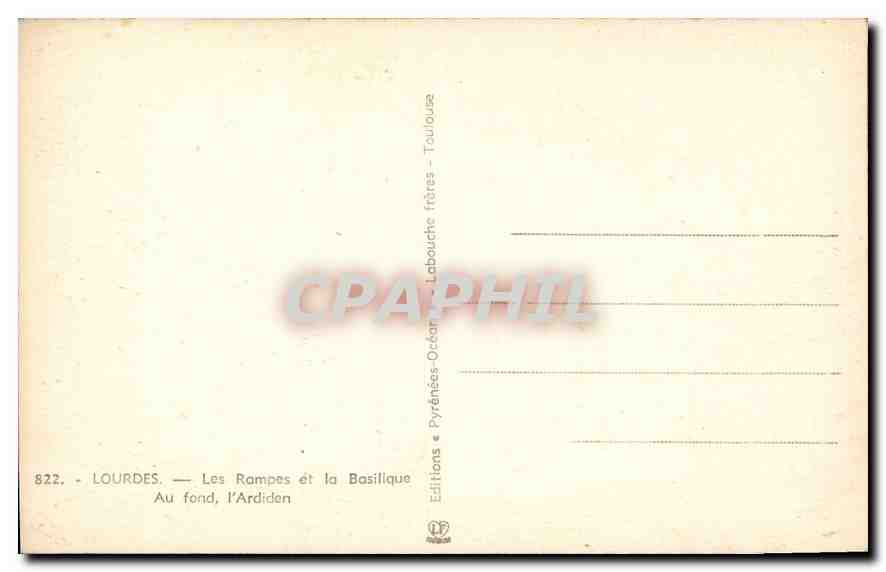 CPA Lourdes Les Rampes et la Basilique Au fond l'Adiden  — Verso