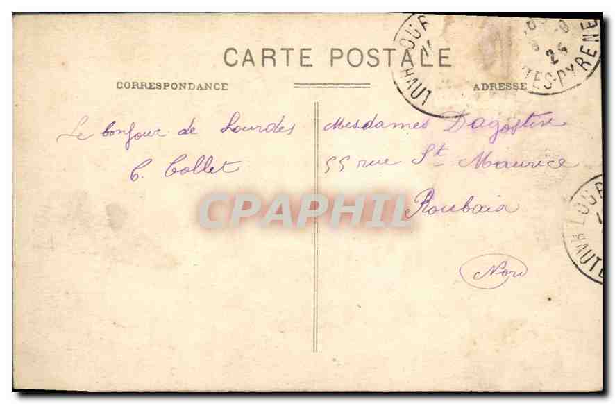 CPA Lourdes Le Calvaire Breton et la Basilique  — Verso