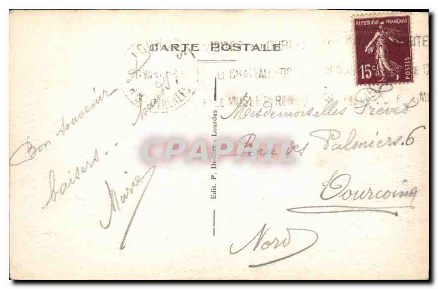 CPA Lourdes Couvent des Dominicaines et Vue Generale  — Verso