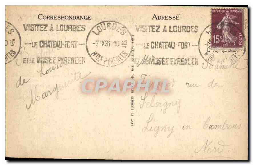CPA Lourdes Saint Michel et la Basilique  — Verso
