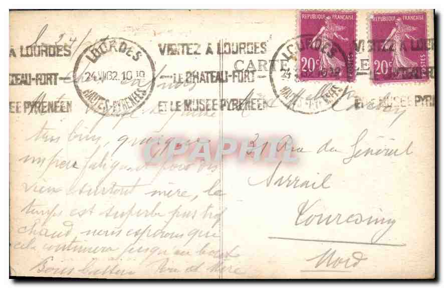 CPA Lourdes La Basilique  — Verso