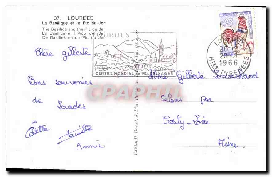 CPA Lourdes La Basilique  — Verso