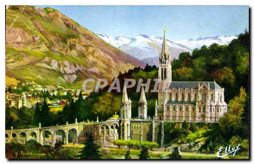 CPA Lourdes La Basilique et le Pic du Jer 