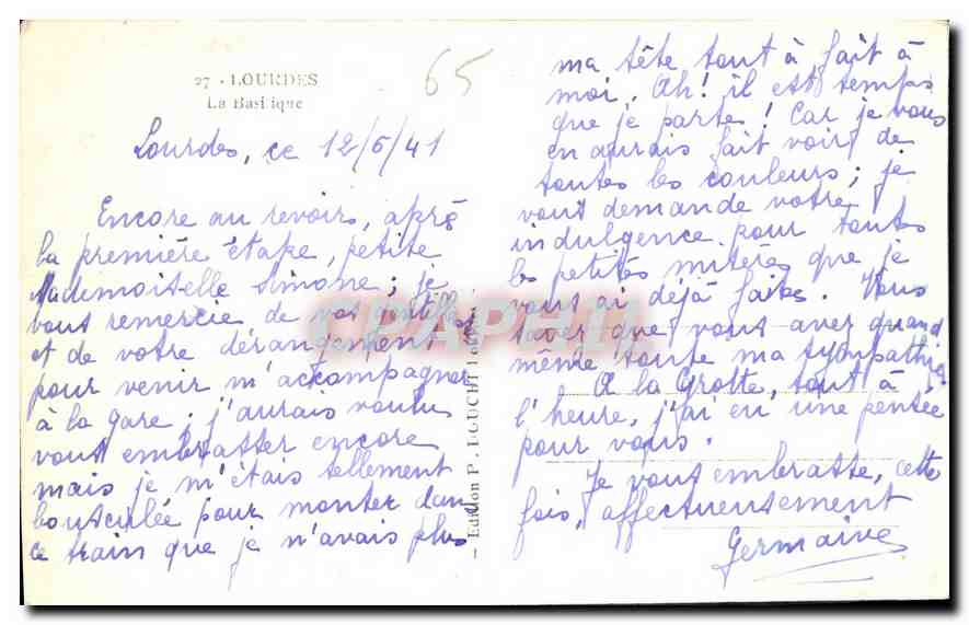 CPA Lourdes La Basilique Berger Moutons Chien — Verso