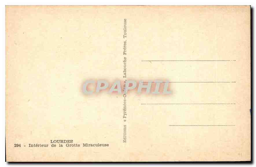 CPA Lourdes Interieur de la Grotte Miraculeuse  — Rückseite