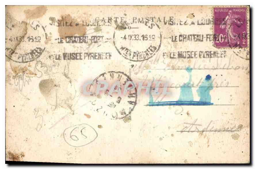 CPA Lourdes La Grotte et la Basilique  — Verso
