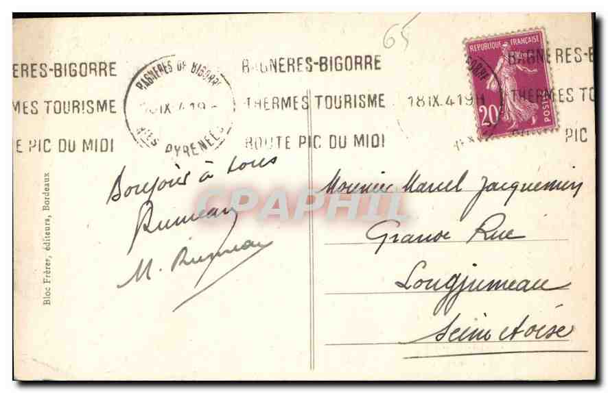 CPA Bagneres Vallee de Gripp  — Rückseite