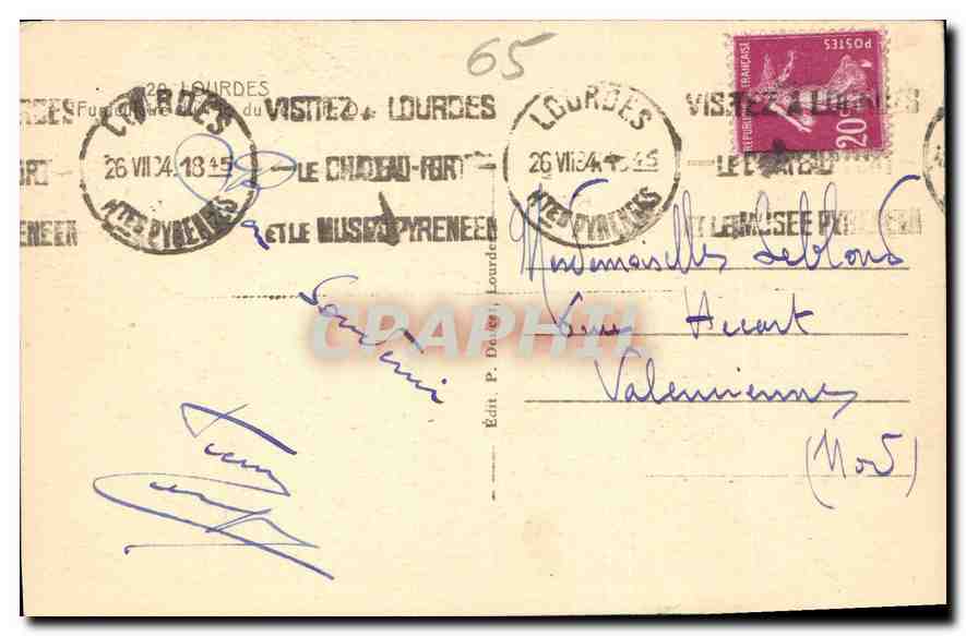 CPA Lourdes Pic du Jer — Verso