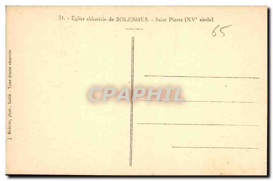 CPA Eglise abbatiale de Solesmes  — Verso
