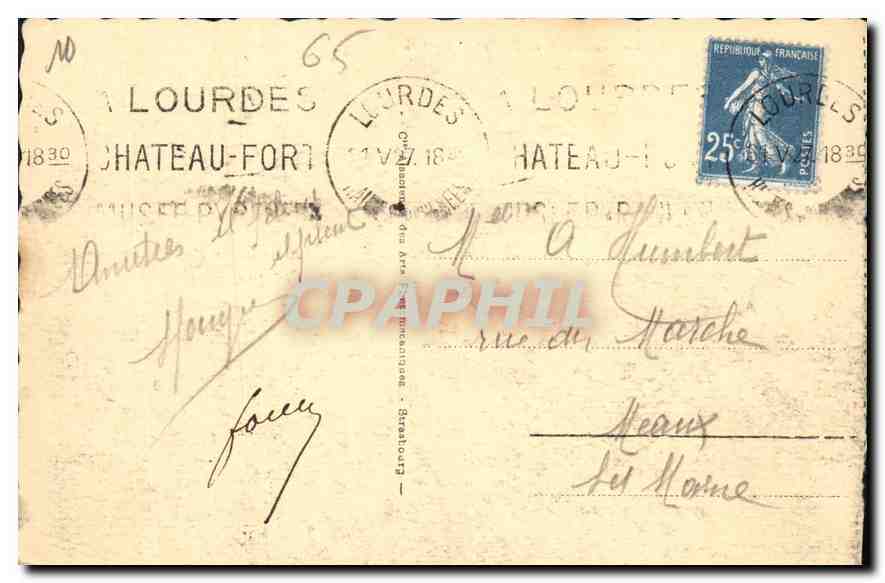 CPA Lourdes La Basilique et le Fer a cheval  — Verso