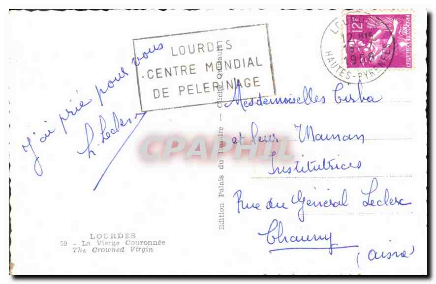 CPA Lourdes La Vierge Couronnee  — Verso