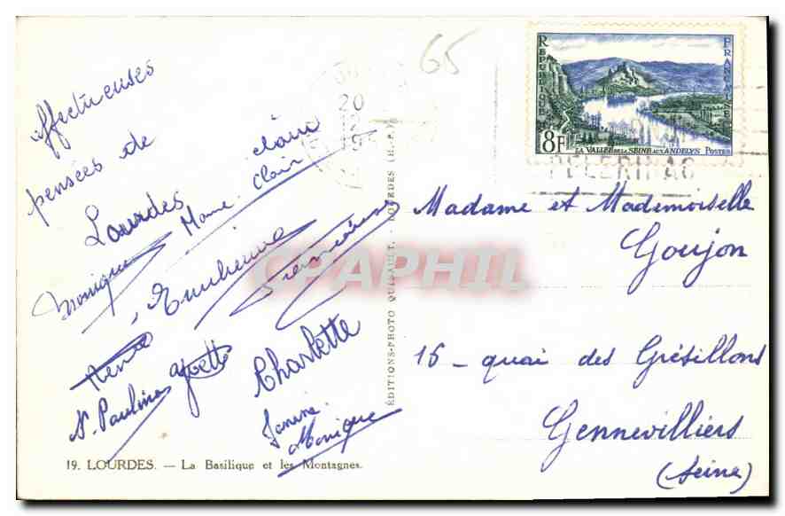 CPA Lourdes La Basilique et les Montagnes  — Verso