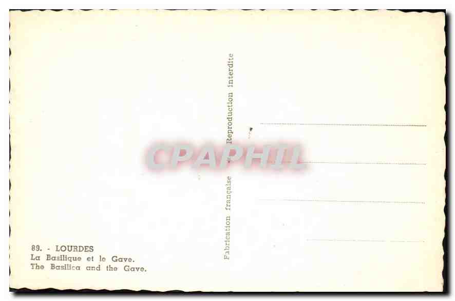 CPA Lourdes La Basilique et le Gave  — Verso