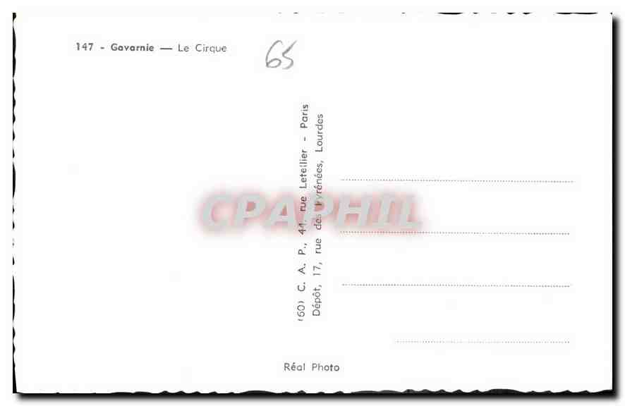 CPA Gavarnie Le Cirque  — Verso