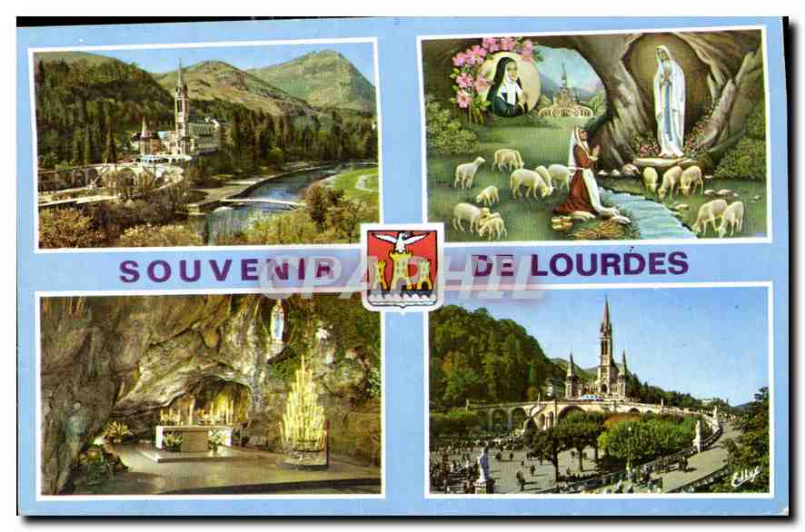 CPA Lourdes L'Apparition la Basilique et la Grotte 