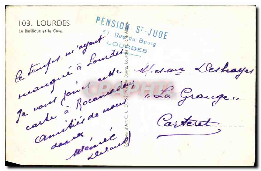 CPA Lourdes La Basilique et le Gave  — Verso