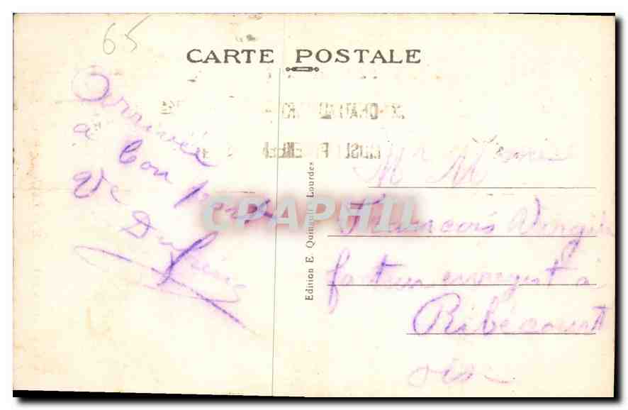 CPA Lourdes La Grotte Miraculeuse  — Verso