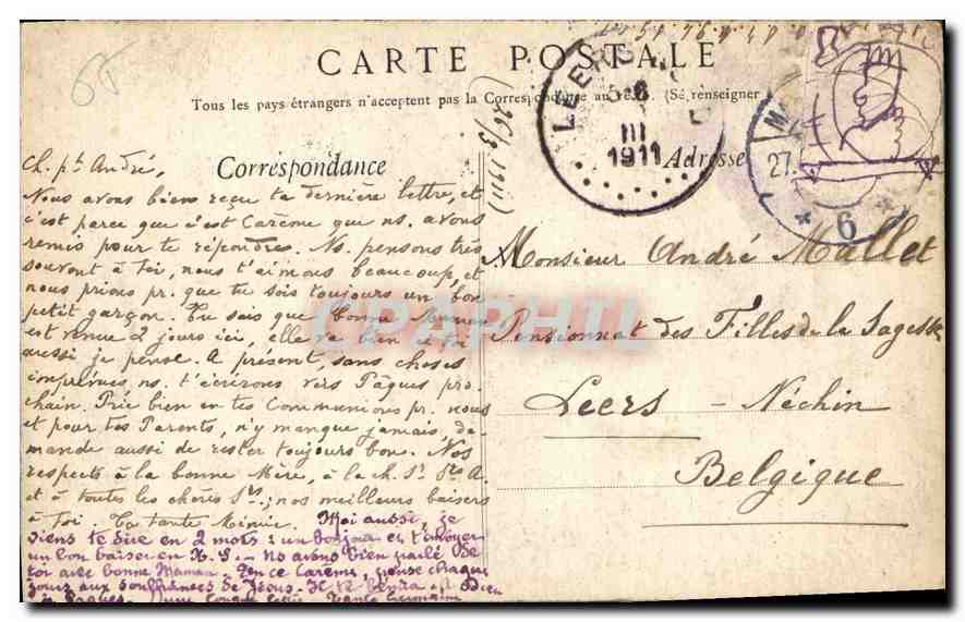 CPA Lourdes L'Apparition  — Verso