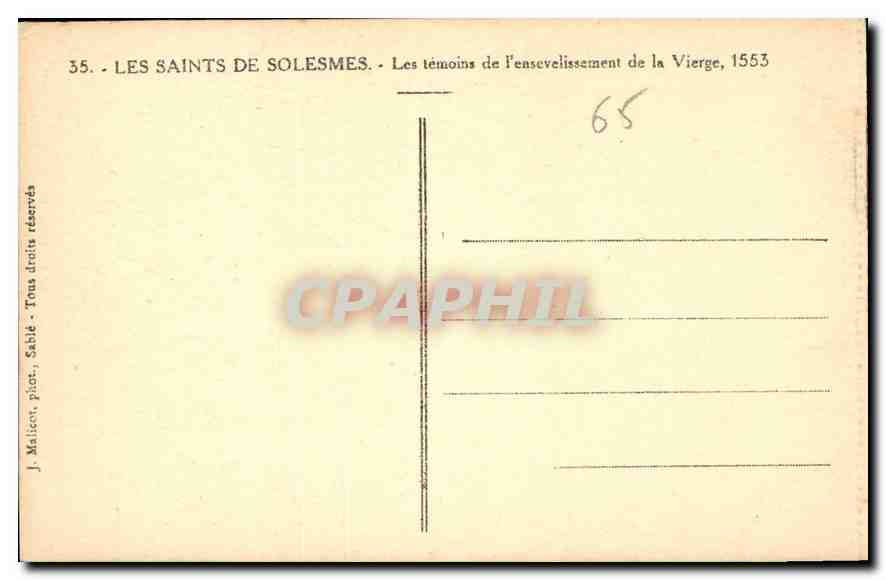 CPA Les Saints de Solesmes  — Verso