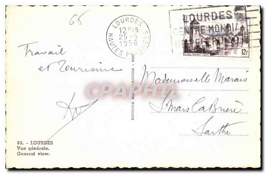 CPA Lourdes Vue Generale  — Verso