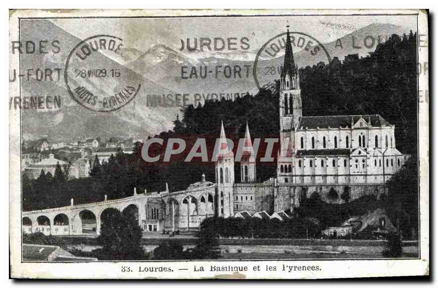 CPA Lourdes La Basilique et les Pyrenees 