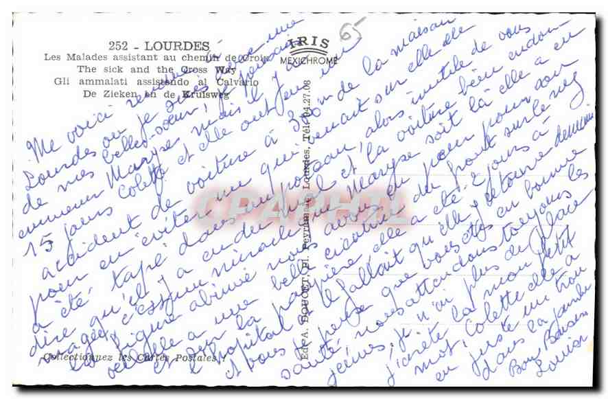 CPA Lourdes Les malades assistant au chemin de Croix  — Verso