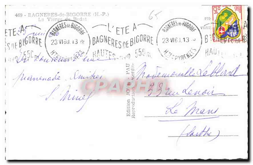 CPA Bagneres de Bigorre La Vierge de Bedat  — Verso