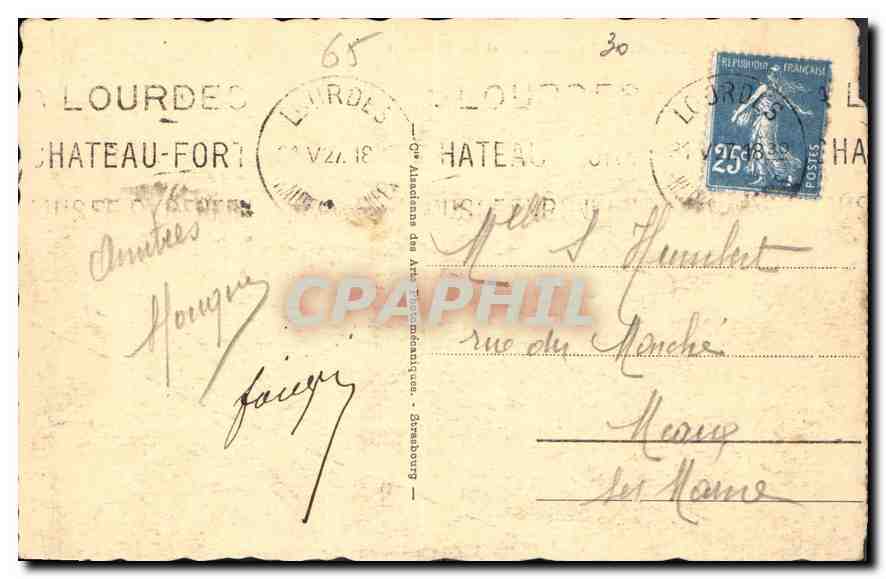 CPA Lourdes La Basilique et les Pyrenees  — Verso