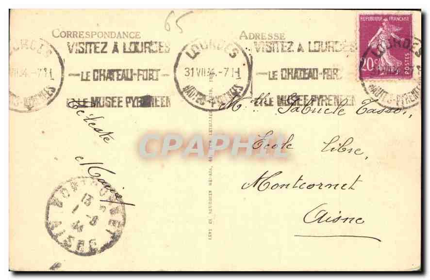 CPA Lourdes La Basilique  — Verso