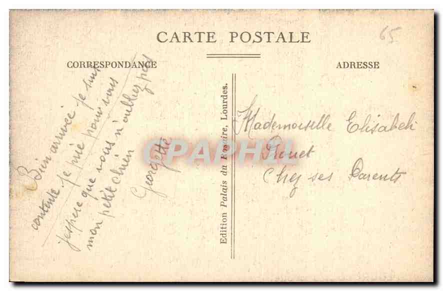 CPA Lourdes La Grotte  — Verso