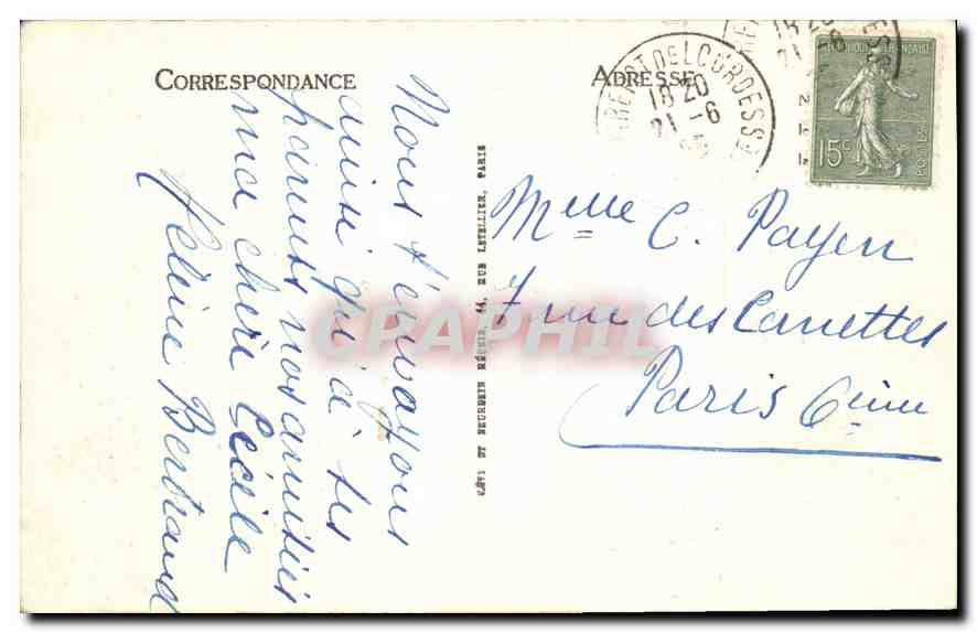 CPA Lourdes Vue Generale et le Pic du Jer  — Verso