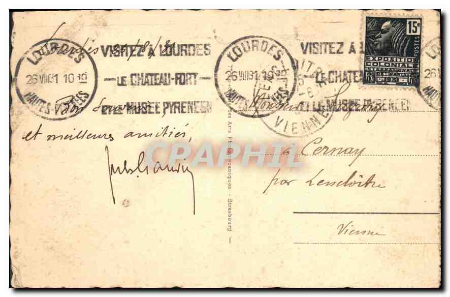 CPA Lourdes Maison Paternelle de Bernadette  — Verso
