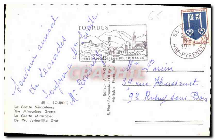 CPA Lourdes La Grotte Miraculeuse  — Verso