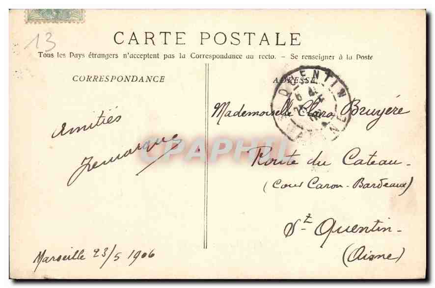 CPA Marseille Le Chateau d'If  — Verso