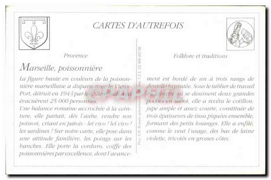 REPRO Folklore Type Marseillais Une Poissonniere E ben vouei es ieu Meito me voules  — Verso