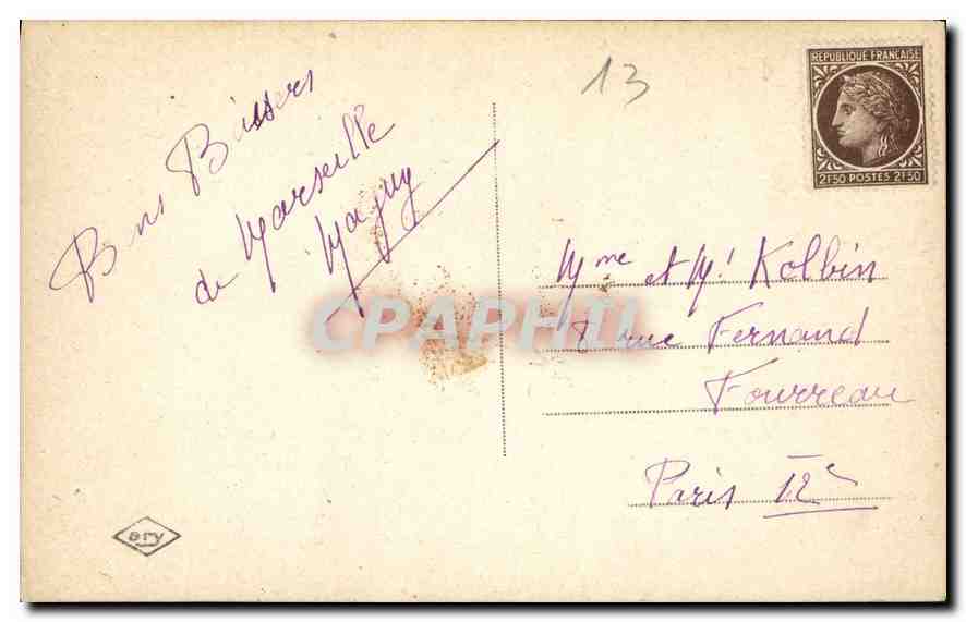 CPA Marseille Le Chateau d'If  — Verso