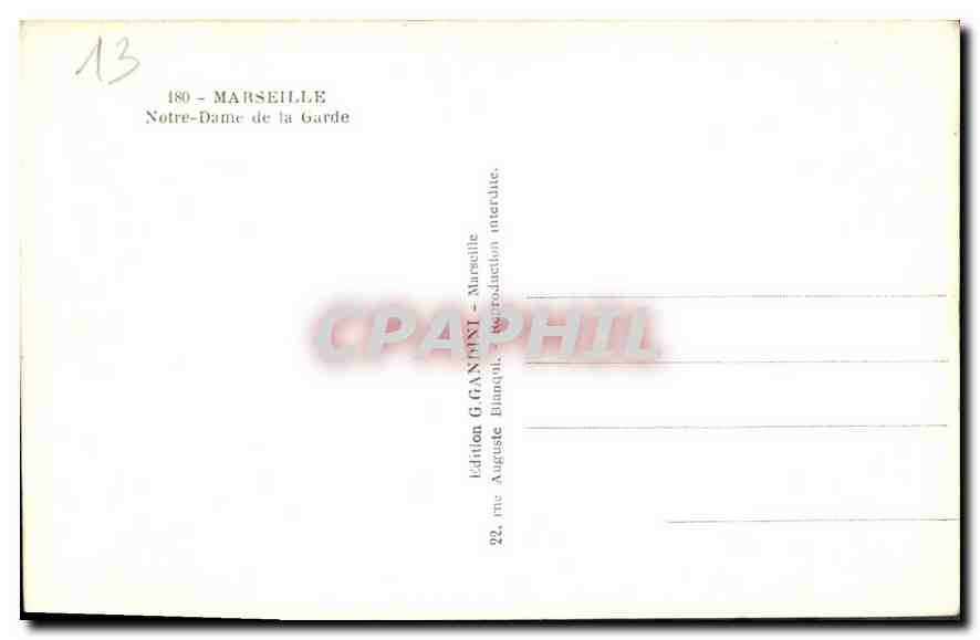CPA Marseille Notre Dame de la Garde  — Verso