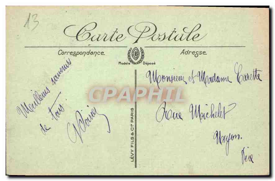 CPA Marseille Palais Longchamp  — Verso