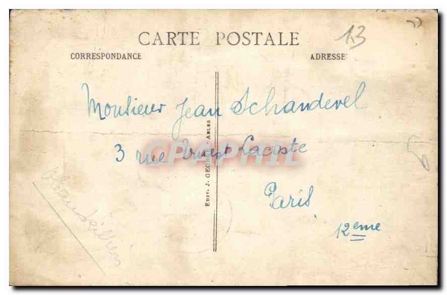 ARLES - Les Arènes et la plaine de Montmajour — n° 104 — Éd. J. Géographie — Rückseite