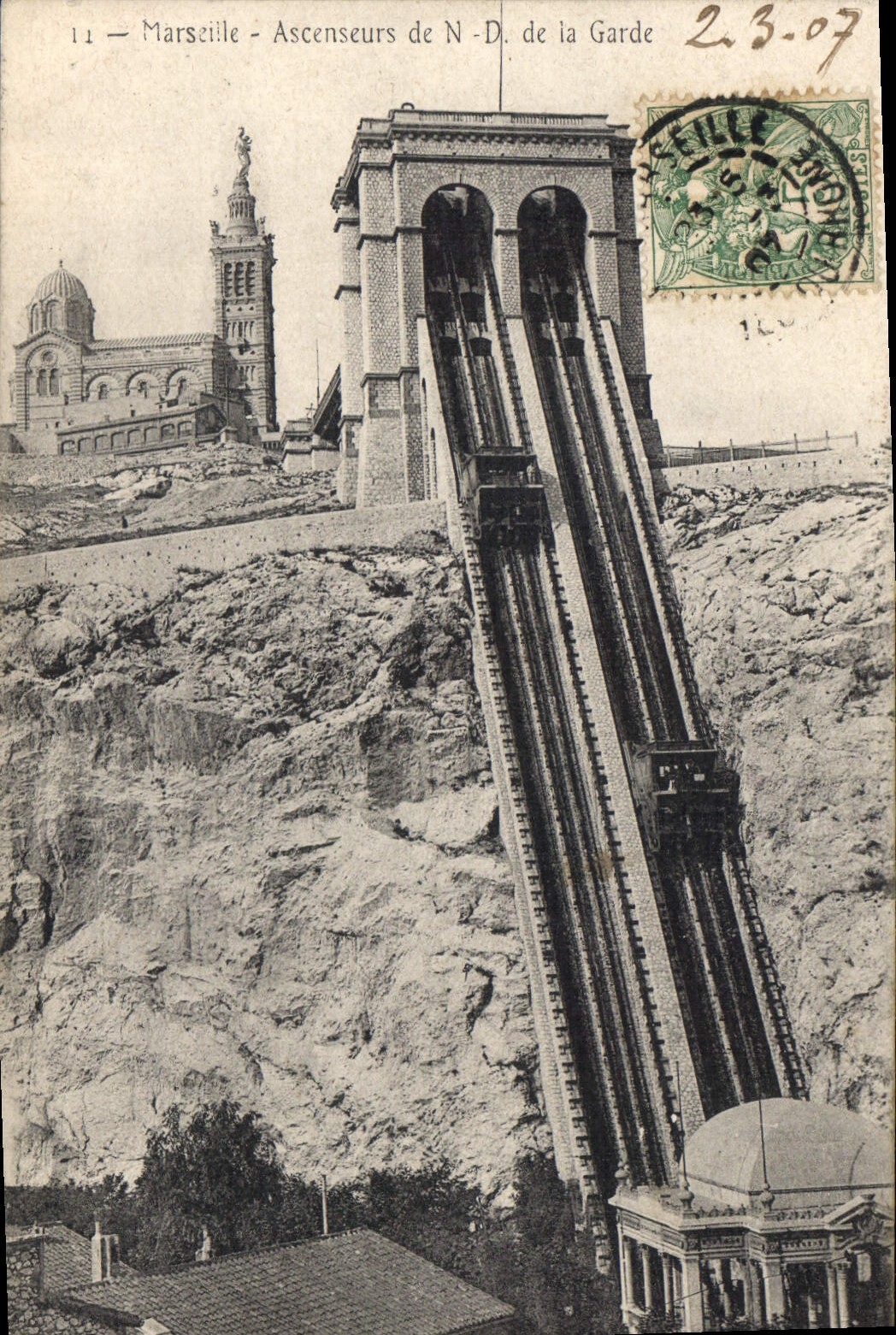 CPA Marseille Ascenseurs de N D de la Garde 
