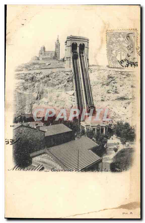 CPA Marseille Ascenseurs de N D de la Garde 