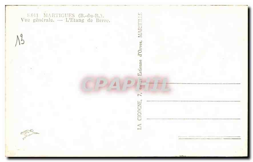 CPA Martigues B du R vue generale l'Etang de Berre  — Rückseite