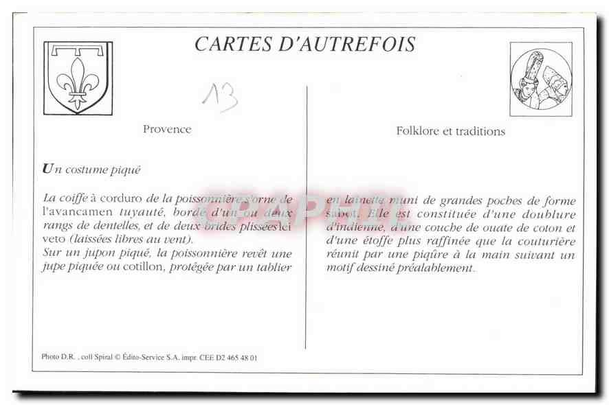 REPRO Folklore Type Marseillais une Poissonniere Ile ne sont pas frais mes poissons te ve la dama a  — Verso