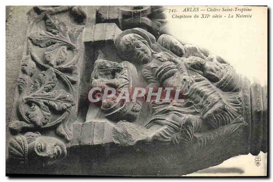 Arles — Cloître Saint-Trophime — Chapiteau du XIIe siècle — La Nativité