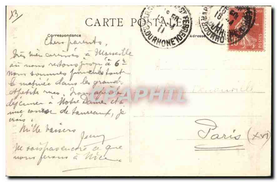 CPA Marseille Ascenseurs de N D de la Garde  — Rückseite