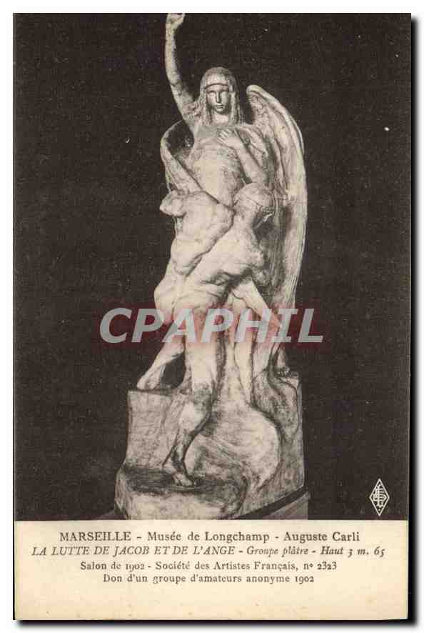 Marseille - Musée de Longchamp - La Lutte de Jacob et de l'Ange - Auguste Carli, groupe plâtre n°2323