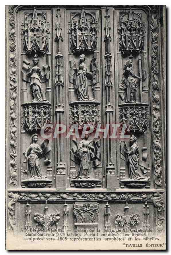 Aix-en-Provence — Détail de la porte de la Cathédrale Saint-Sauveur (XVe siècle) — Tavelle Éditeur