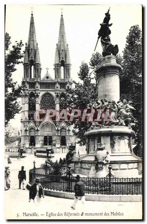CPA Marseille Eglise des Reformes et Monument des Mobiles 